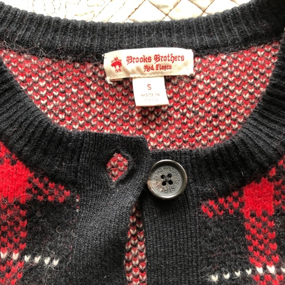 Brooks Brothers Houndstooth Lambswool/Angora rabbit hair Checkered Cardigan - Picture 6 of 9